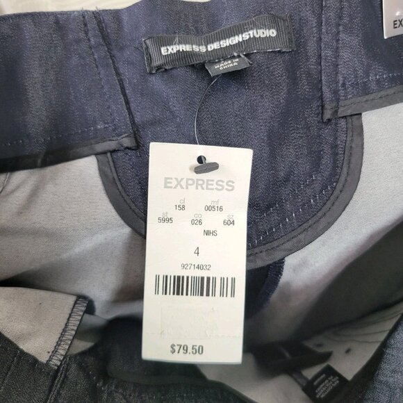 NEW Express Stylist Size 4 Denim Dress Pants Trouser Wide Leg Lace Up Back Blue - Picture 7 of 9